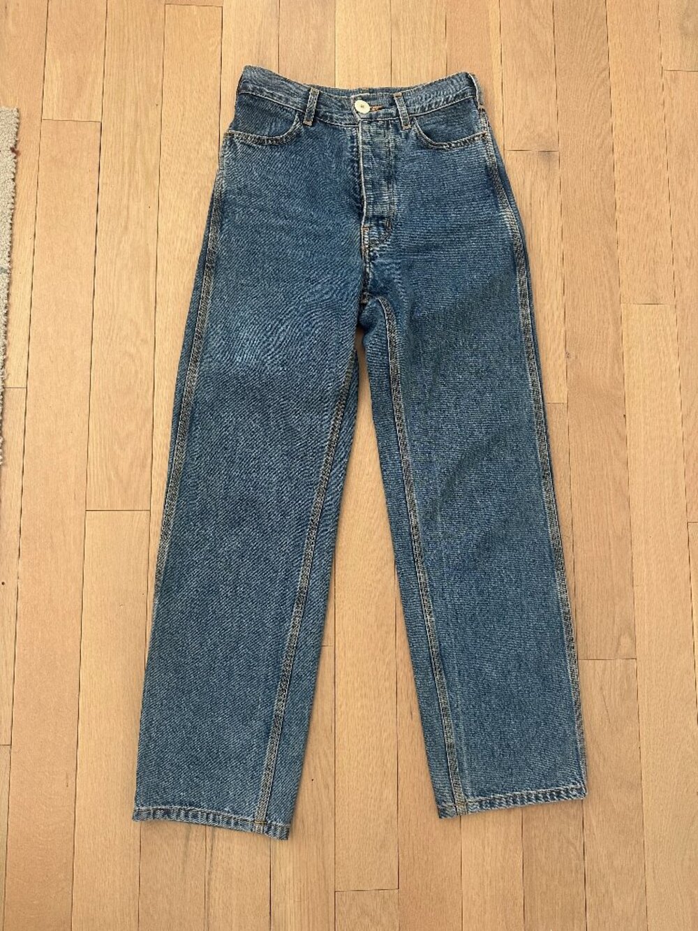 Jesse Kamm High Rise Straight Leg Jeans Medium Blue 4
